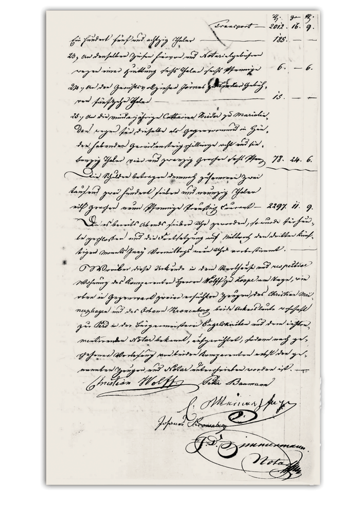 Notariatsurkunde vom 29. Mai 1829