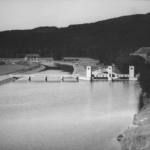 Weiher I, Wehr und Krafthaus (Richtung Eheshoven) - Juni 1932